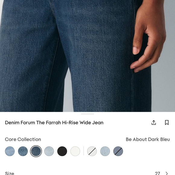 NEW Aritzia Farrah Hi-Rise Wide Jeans shade “Be about dark bleu” originally $110